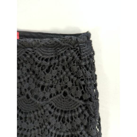 ELLE Black Crochet Lace Overlay Cotton Skirt Womens Size 6 Lined A-Line Career - Picture 7 of 10